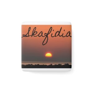 Skafidia Sunset Porcelain Magnet - Artful Souvenir for Home Decor