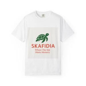 Skafidia Turtle T‑Shirt — "Where The Sea Meets Memory" Beach Vacation Tee