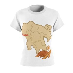 Women's Tee — Cute Turtle & Map Graphic (Beachy, Travel Vibe)